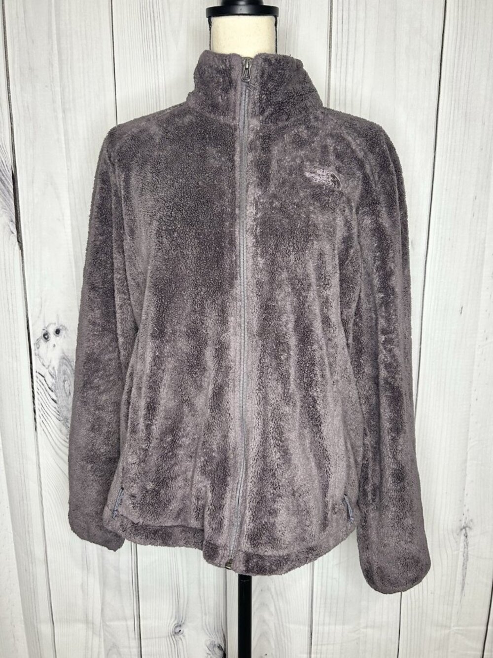 The North Face Jacket Women Sz M Purple Fleece Full Zip Osito Fuzzy Pile Logo
